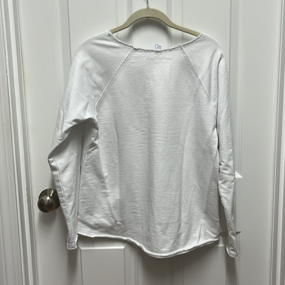 Marushka Handpainted Poppies' Ladies' Crew Fleece Raw-Edge Pullover - Small - Picture 6 of 6